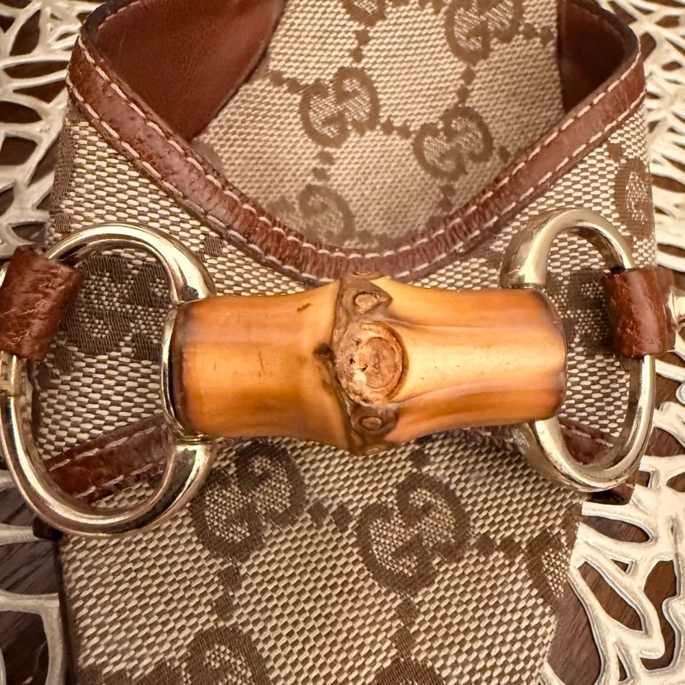 Vintage Gucci Brown Bamboo Logo Mules - Picture 10 of 15
